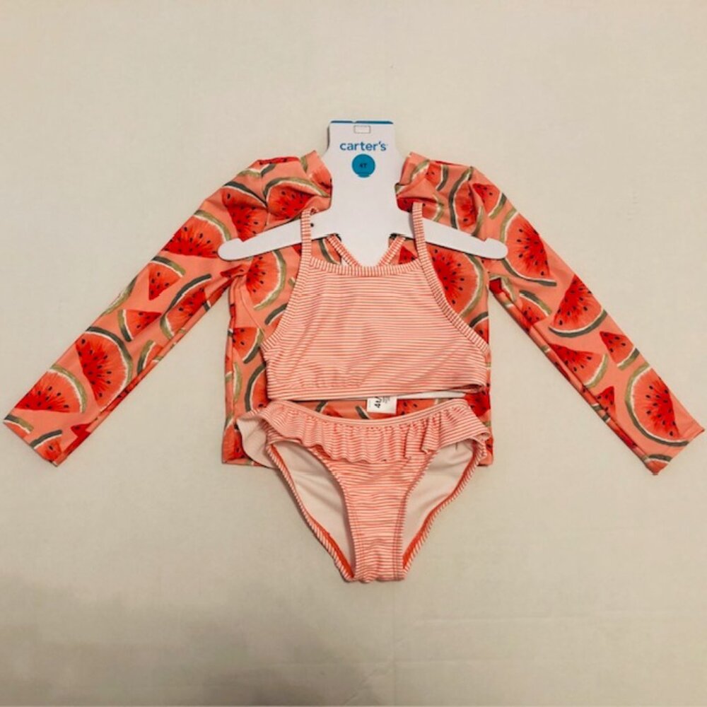 NEW! Carters Girl's 3 pc Swim Set  Size 4T